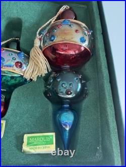Marquis Waterford Royal Gem Handcrafted Blown Glass Christmas Ornament Set 3