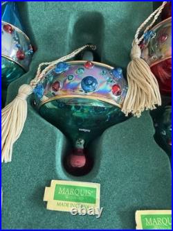 Marquis Waterford Royal Gem Handcrafted Blown Glass Christmas Ornament Set 3