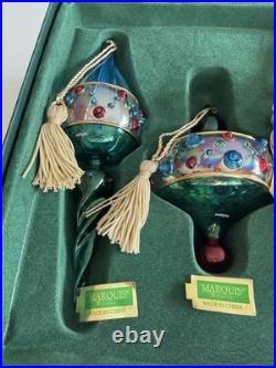 Marquis Waterford Royal Gem Handcrafted Blown Glass Christmas Ornament Set 3