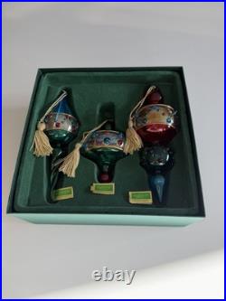 Marquis Waterford Royal Gem Handcrafted Blown Glass Christmas Ornament Set 3