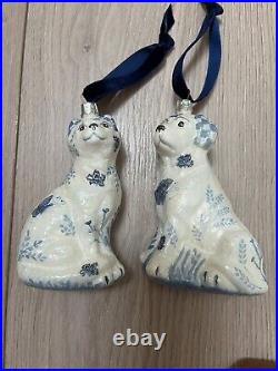 Mercury Glass VTG Christmas Ornament Staffordshire Dog &Cat! Hand painted 4.5