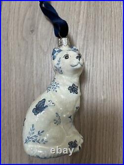 Mercury Glass VTG Christmas Ornament Staffordshire Dog &Cat! Hand painted 4.5