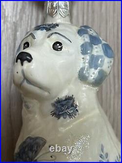 Mercury Glass VTG Christmas Ornament Staffordshire Dog &Cat! Hand painted 4.5