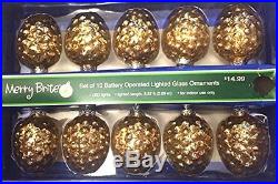 Merry Brite Set of 10 Battery Operated Lighted Glass Christmas Tree Ornaments