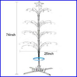 Metal Christmas Tree Rotating Ornament Display Stand Silver Color 74H