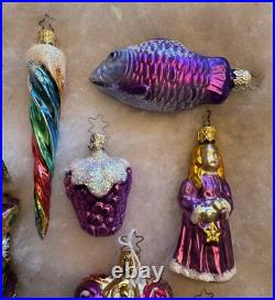 Mix of Vintage Purple Inge Glas Ornaments Made in Germany, Poland Mix of Vintage Purple Inge Glas Ornaments Made in Germany, Poland