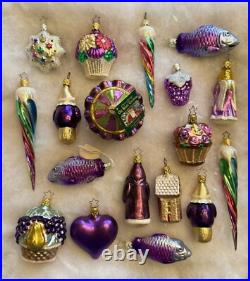 Mix of Vintage Purple Inge Glas Ornaments Made in Germany, Poland Mix of Vintage Purple Inge Glas Ornaments Made in Germany, Poland
