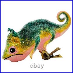 Morawski Chameleon Glass Christmas Ornament Clip On Green & Pink SUPER RARE