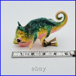 Morawski Chameleon Glass Christmas Ornament Clip On Green & Pink SUPER RARE