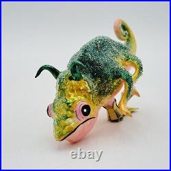 Morawski Chameleon Glass Christmas Ornament Clip On Green & Pink SUPER RARE