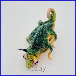 Morawski Chameleon Glass Christmas Ornament Clip On Green & Pink SUPER RARE