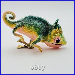 Morawski Chameleon Glass Christmas Ornament Clip On Green & Pink SUPER RARE