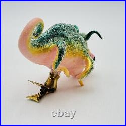 Morawski Chameleon Glass Christmas Ornament Clip On Green & Pink SUPER RARE