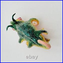 Morawski Chameleon Glass Christmas Ornament Clip On Green & Pink SUPER RARE