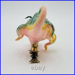 Morawski Chameleon Glass Christmas Ornament Clip On Green & Pink SUPER RARE