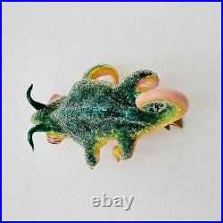 Morawski Chameleon Glass Christmas Ornament Clip On Green & Pink SUPER RARE