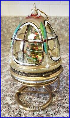 Mostowski Glass Egg Christmas Tree Ornament Music Box Hinge Retired