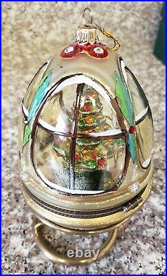 Mostowski Glass Egg Christmas Tree Ornament Music Box Hinge Retired