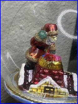 Mostowski Komozja Blown Glass Christmas Ornament Santa On Rooftop