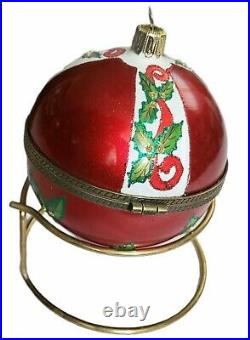 Mostowski Komozja Glass Egg Christmas Ornament With Carriage Poland Red Green