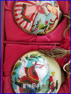 NE QWA Susan Winget 12 Days of Christmas Ne'Qwa Art glass ornaments RARE