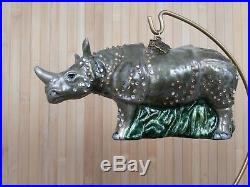 NEW Jay Strongwater glass CHRISTMAS ORNAMENT Rhinoceros