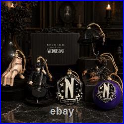 NEW Pottery Barn x Wednesday Addams Set of 6 Christmas Halloween Ornaments NIB