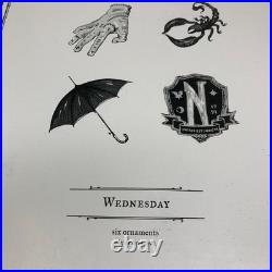 NEW Pottery Barn x Wednesday Addams Set of 6 Christmas Halloween Ornaments NIB