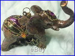 NIB Jay Strongwater Elephant Glass Christmas Ornament withSwarovski crystals