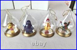 NOS Vintage Mcdonald's Teardrop Christmas Ornaments Blown Glass RAREST Set Of 4
