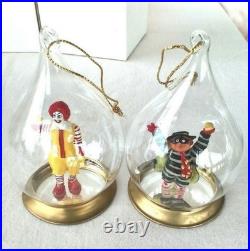 NOS Vintage Mcdonald's Teardrop Christmas Ornaments Blown Glass RAREST Set Of 4