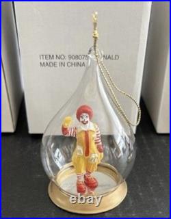 NOS Vintage Mcdonald's Teardrop Christmas Ornaments Blown Glass RAREST Set Of 4