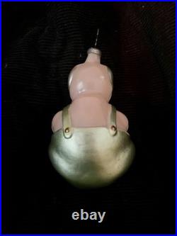 NOT GOING LOWER. VINTAGE Glass Christmas Ornament PIG PIGLET Germany Russia