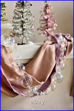 NWT ANTHROPOLOGIE Transparent Glass Bauble CHRISTMAS Ornament Garland 72 PEARL