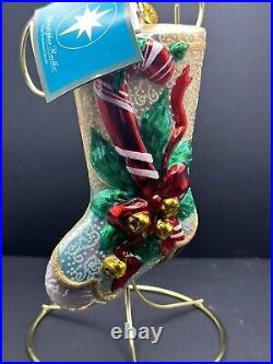 NWT RARE Christopher Radko PORTRAIT STOCKING Peppermint Jingle Ornament 1013569