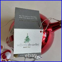 NWT RARE De Carlini Hot Air Balloon Santa Italian Glass Christmas Ornament