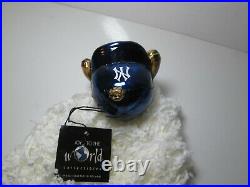 NY Yankees Batter Up Glass Christmas Ornament Joy to World Kurt Adler Komozja