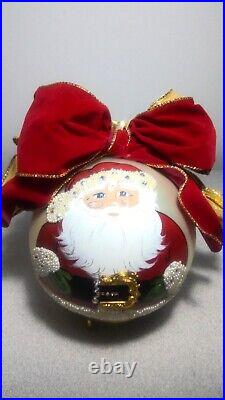 Natalie Sarabella 1995 6 German Glass HPainted Christmas Ornament SANTA