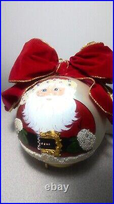 Natalie Sarabella 1995 6 German Glass HPainted Christmas Ornament SANTA