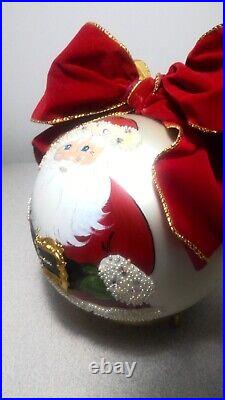 Natalie Sarabella 1995 6 German Glass HPainted Christmas Ornament SANTA