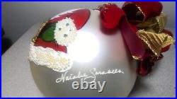 Natalie Sarabella 1995 6 German Glass HPainted Christmas Ornament SANTA