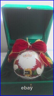 Natalie Sarabella 1995 6 German Glass HPainted Christmas Ornament SANTA