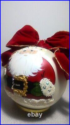 Natalie Sarabella 1995 6 German Glass HPainted Christmas Ornament SANTA