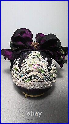 Natalie Sarabella 2000 6 German Glass HPainted Christmas Ornament SNOWY NIGHT