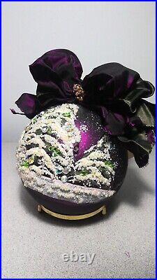 Natalie Sarabella 2000 6 German Glass HPainted Christmas Ornament SNOWY NIGHT