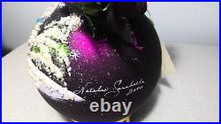 Natalie Sarabella 2000 6 German Glass HPainted Christmas Ornament SNOWY NIGHT