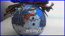 Natalie Sarabella 2001 6 German Glass HPainted Christmas Ornament SNOWMAN