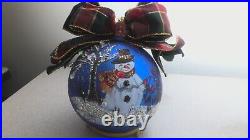 Natalie Sarabella 2001 6 German Glass HPainted Christmas Ornament SNOWMAN