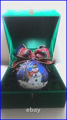 Natalie Sarabella 2001 6 German Glass HPainted Christmas Ornament SNOWMAN