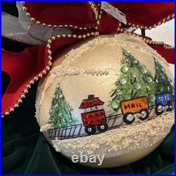 Natalie Sarabella Hand Painted Scenic Santa Express Ball Christmas Bauble 2002